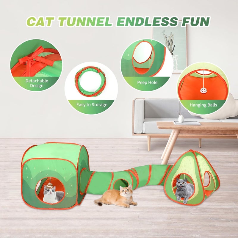Rypet Cat Tunnels for Indoor Cats with Cube Tent, Interactive Collapsible Cat Tube and Foldable Cubes Playground for Hiding Hunting and Resting, Pet Tube with Bell for Kitten, Rabbit, Puppy, Ferret - Image 2